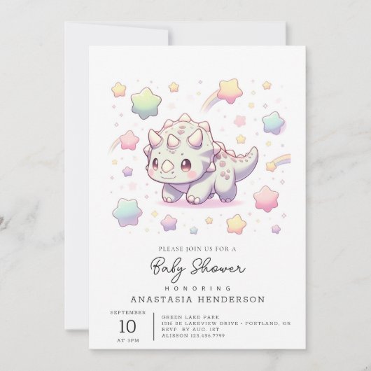 Invitation Adorable Baby shower Dinosaure Fun (Devant)