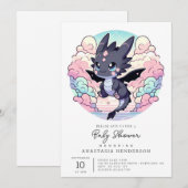 Invitation Adorable Baby shower Dragon (Devant / Derrière)