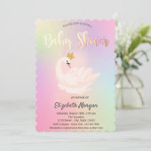Invitation Adorable Baby shower holographique de couronne de (Debout devant)