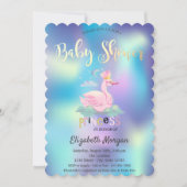 Invitation Adorable Baby shower holographique de couronne de  (Devant)