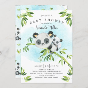 Invitation Adorable Baby shower neutre de l'ours Panda