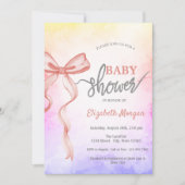 Invitation Adorable Baby shower rose Bow Ombre (Devant)