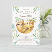 Invitation Adorable Baby shower Sloth Twins (Debout devant)