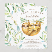 Adorable Baby shower Sloth Twins