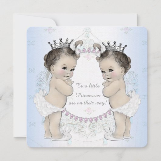 Invitation Adorable Baby shower Twin Girl (Devant)