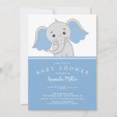 Invitation adorable bébé garçon éléphant Baby shower (Devant)