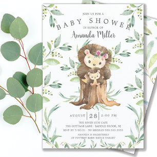 Invitation Adorable bébé Hérisson et maman Baby shower Invita