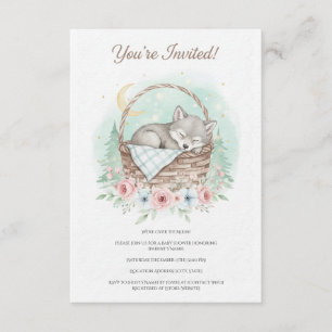 Invitation Adorable bébé loup duveteux Baby Shower