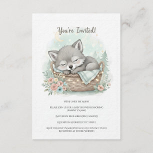 Invitation Adorable bébé loup duveteux Baby Shower