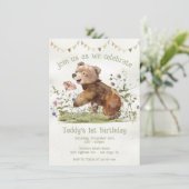 Invitation Adorable bébé ours 1er anniversaire fête (Debout devant)