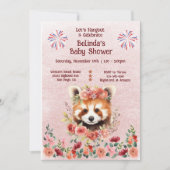 Invitation Adorable bébé rouge Panda Baby shower ours (Devant)