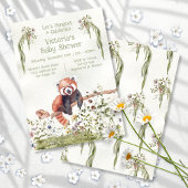 Invitation Adorable bébé rouge Panda Baby shower ours