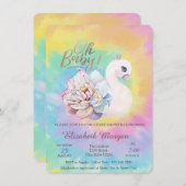 Invitation Adorable bébé Swan Tie Dye Baby shower (Devant / Derrière)
