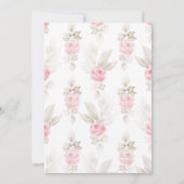 Invitation Adorable Beige Aquarelle Teddy Ours Rose Floral (Dos)