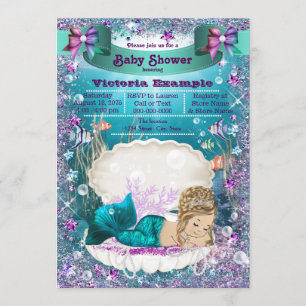 Invitation Adorable Blonde Mermaid Princesse Baby shower
