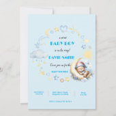 Invitation Adorable Blue Stars et Lune Sleepy Teddy Bear (Devant)