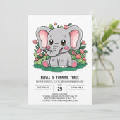 Invitation Adorable Boho Elephant numérique Anniversaire (Debout devant)