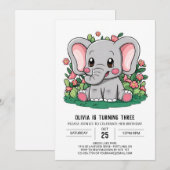 Invitation Adorable Boho Elephant numérique Anniversaire (Devant / Derrière)
