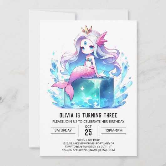 Invitation Adorable Boho Mermaid Anniversaire (Devant)