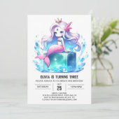 Invitation Adorable Boho Mermaid Anniversaire (Debout devant)