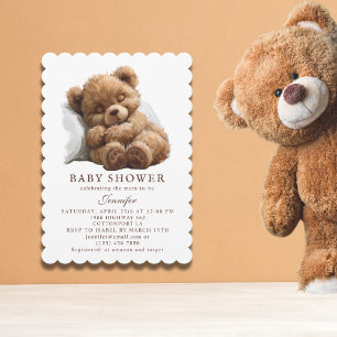 Invitation Adorable Brown Teddy Bear Baby shower couchage