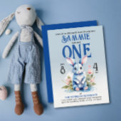 Invitation Adorable Bunny Boy Floral Anniversaire