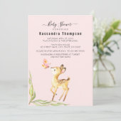 Invitation Adorable Cerf De Bébé Au Baby shower De Papillon (Debout devant)
