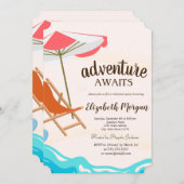 Invitation Adorable Chaise de plage Parasol Parti de retraite (Devant / Derrière)