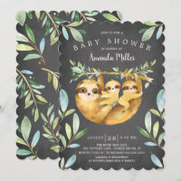 Adorable Chalkboard Sloth Twins Baby shower