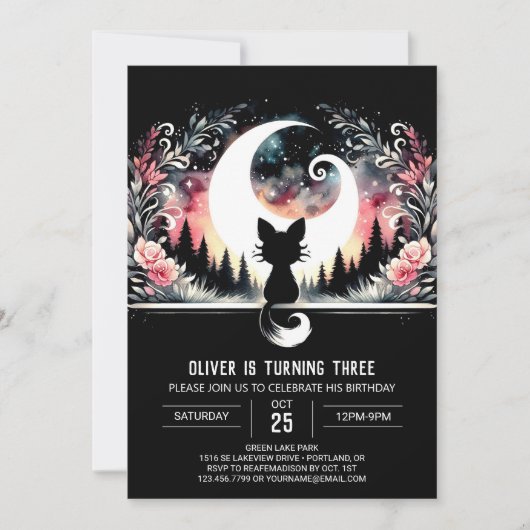 Invitation Adorable Chat Moderne Anniversaire (Devant)