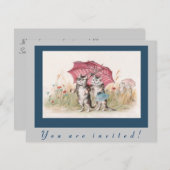 Invitation Adorable Chat Vintage (Devant / Derrière)