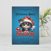 Invitation adorable chaton de Noël. (Debout devant)