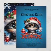 Invitation adorable chaton de Noël. (Devant / Derrière)