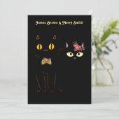 Invitation Adorable Chats Noirs Amorous Yellow Mariage (Debout devant)