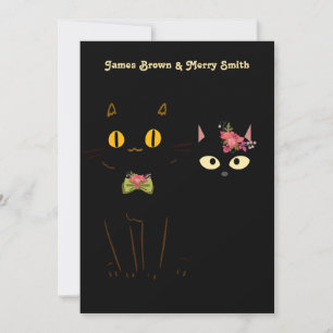 Invitation Adorable Chats Noirs Amorous Yellow Mariage