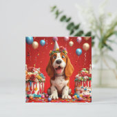 Invitation Adorable chien Beagle célébrant l'anniversaire (Debout devant)