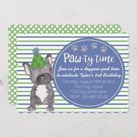 Invitation Adorable Chien Chien Chien Chien Chien Puppy Invit (Devant / Derrière)