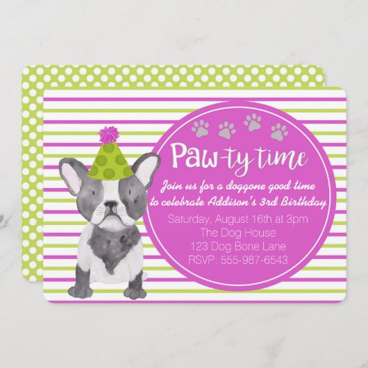 Invitation Adorable Chien Chien Chien Chien Chien Puppy Invit (Devant / Derrière)