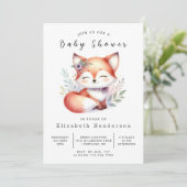 Invitation Adorable Conte Forêt Fox Baby shower (Debout devant)
