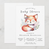 Invitation Adorable Conte Forêt Fox Baby shower (Devant / Derrière)