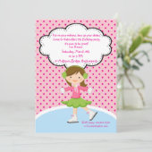 Invitation adorable d'anniversaire de patinage de (Debout devant)