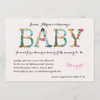 Invitation adorable de baby shower de fille