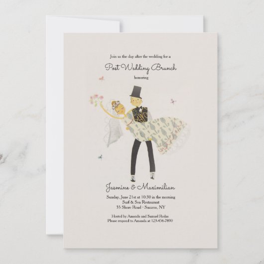 Invitation adorable de brunch de mariage de (Devant)