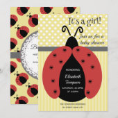 Invitation adorable dessin animé ladybug baby shower invitati (Devant / Derrière)