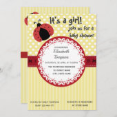 Invitation Adorable dessin mignon baby shower ladybug (Devant / Derrière)