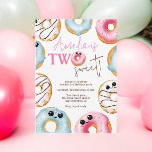 Invitation Adorable Deux doux beignets mignons 2e anniversair