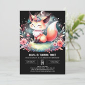 Invitation Adorable Digital Fox Anniversaire (Debout devant)