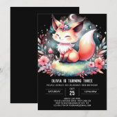 Invitation Adorable Digital Fox Anniversaire (Devant / Derrière)