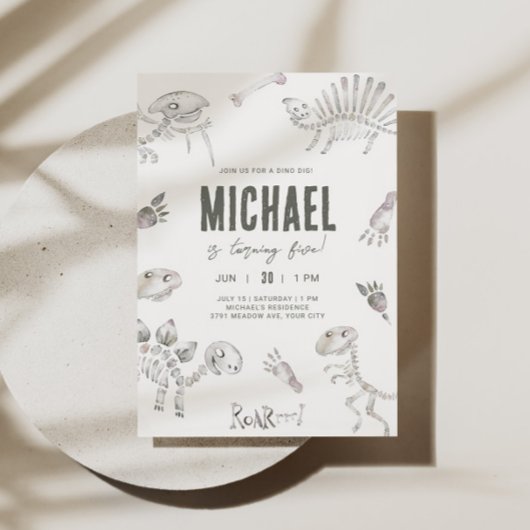 Invitation Adorable Dino Dig Anniversaire