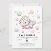 Invitation Adorable Dinosaure Amusant 1er anniversaire (Devant)